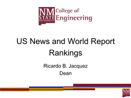U.S. News and World Report Rankings