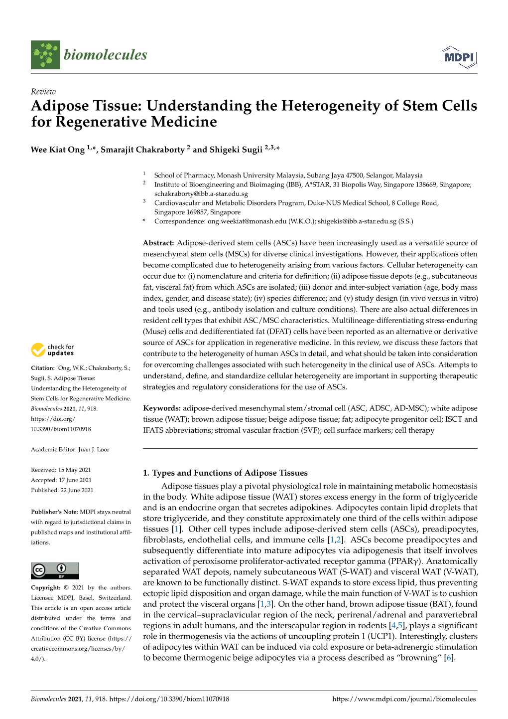 Adipose Tissue: Understanding the Heterogeneity of Stem Cells for Regenerative Medicine