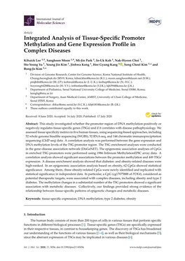 Integrated Analysis of Tissue-Specific Promoter Methylation and Gene