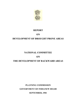 Report on Development of Drought Prone Areas National Committee On