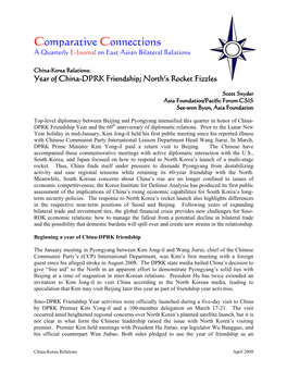 Comparative Connections a Quarterly E-Journal on East Asian Bilateral Relations