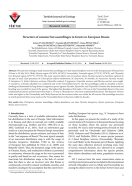 Structure of Summer Bat Assemblages in Forests in European Russia