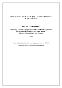 Improving Access to High Quality Seed for Pacific Island Farmers