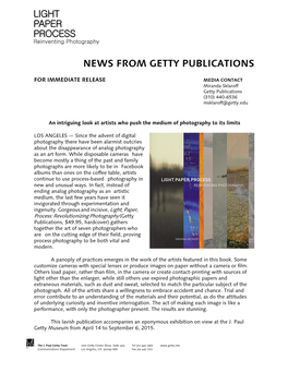 News from Getty Publications