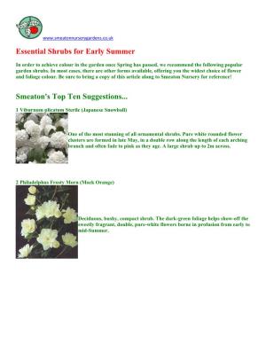Essential Shrubs for Early Summer Smeaton's Top Ten Suggestions