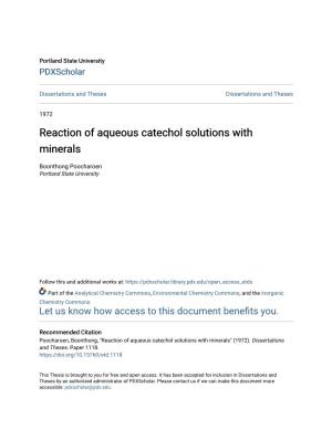 Reaction of Aqueous Catechol Solutions with Minerals