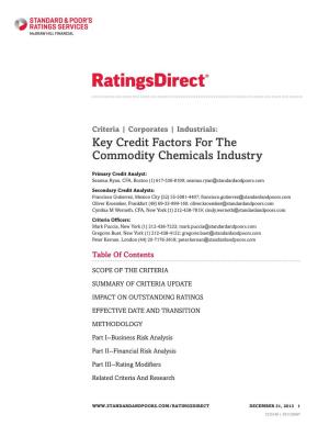 Key Credit Factors for the Commodity Chemicals Industry
