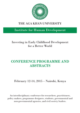 CONFERENCE PROGRAMME and ABSTRACTS Institute for Human