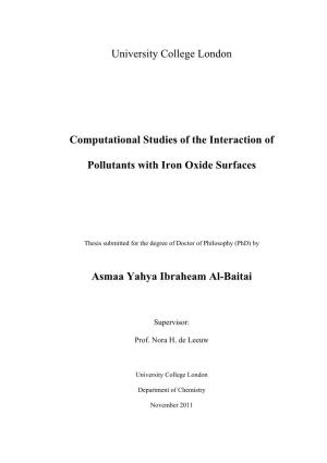 Computational Studies of the Interaction of Pollutants with Iron