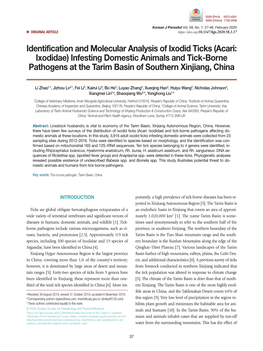 Identification and Molecular Analysis of Ixodid Ticks (Acari: Ixodidae
