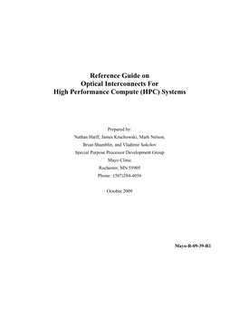 Reference Guide on Optical Interconnects for High Performance Compute (HPC) Systems