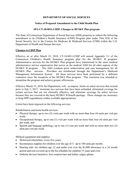 DEPARTMENT of SOCIAL SERVICES Notice of Proposed