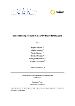 Understanding Reform: a Country Study for Bulgaria