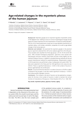 Age-Related Changes in the Myenteric Plexus of the Human Jejunum P