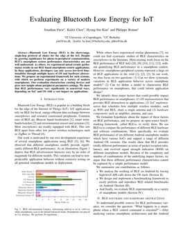 Evaluating Bluetooth Low Energy for Iot