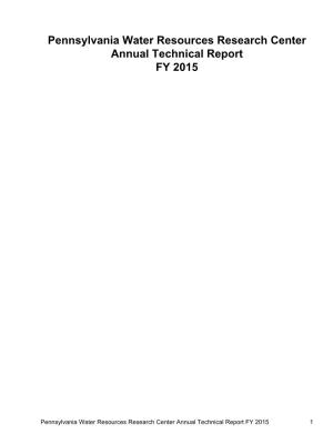 Pennsylvania Water Resources Research Center Annual Technical Report FY 2015