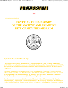 MEAPRMM- Egyptian Freemasonry of the Ancient and Primitive Rite