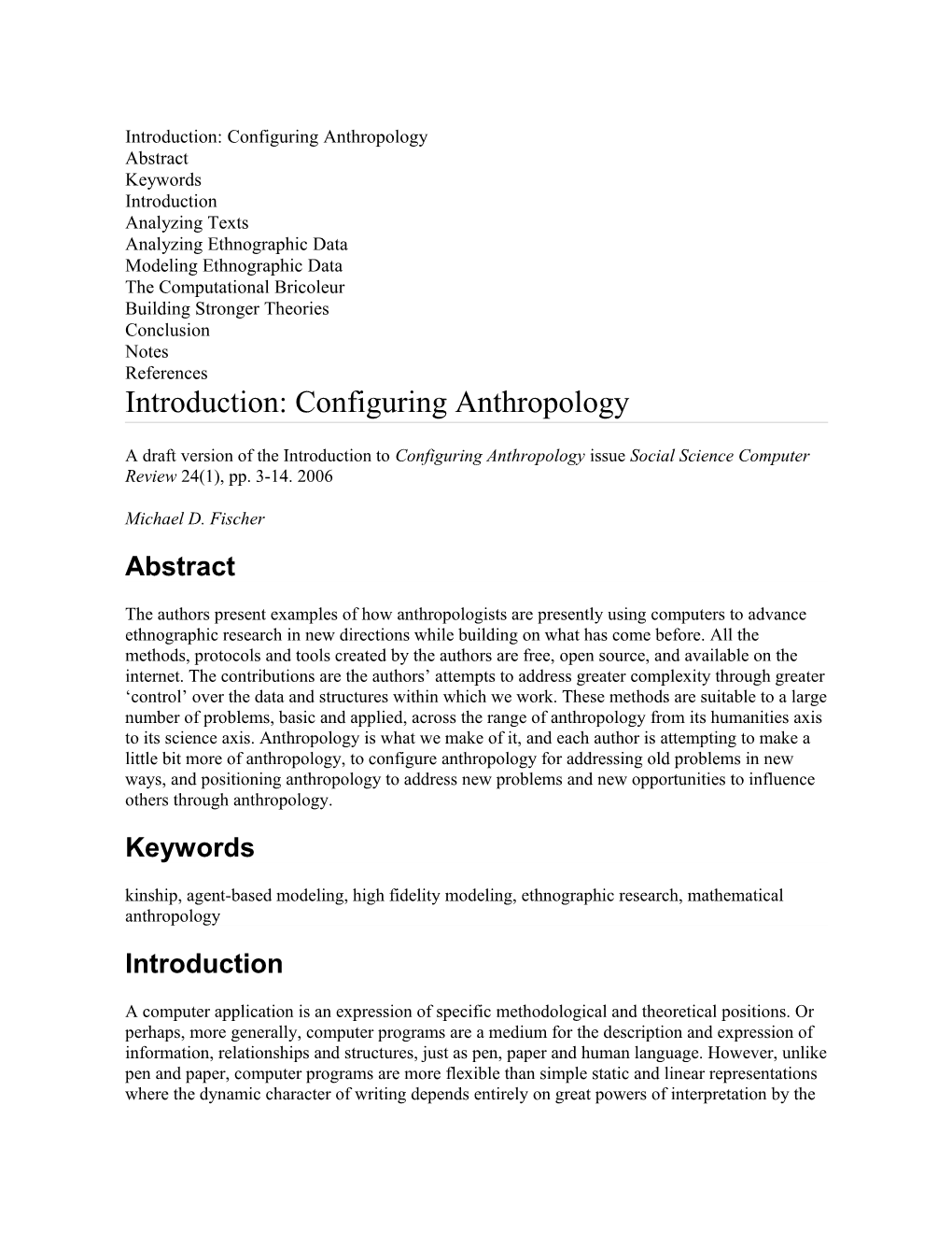 Introduction: Configuring Anthropology