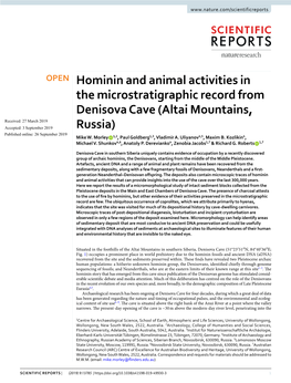 Hominin and Animal Activities in The