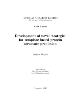 Development of Novel Strategies for Template-Based Protein Structure Prediction