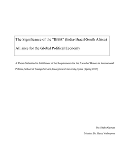 The Significance of the "IBSA" (India-Brazil-South Africa)