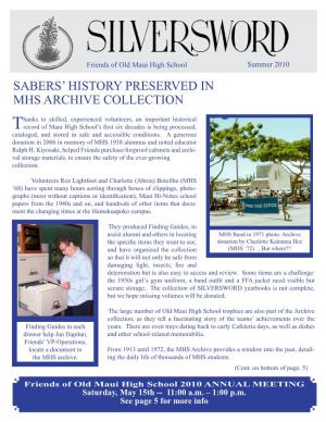 Sabers' History Preserved in Mhs Archive Collection