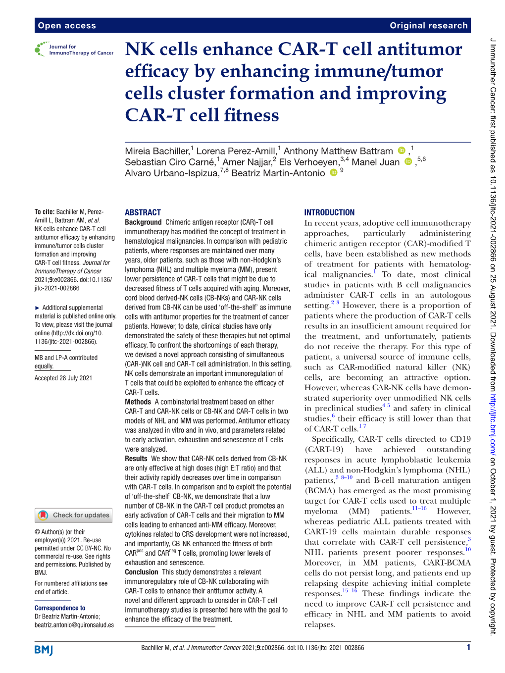 T Cell Antitumor Efficacy by Enhancing Immune/Tumor Cells Cluster