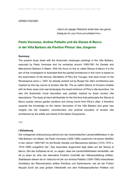 Paolo Veronese, Andrea Palladio Und Die Stanza Di Bacco in Der Villa Barbaro Als Pavillon Plinius‘ Des Jüngeren