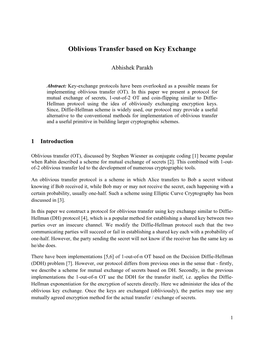 Oblivious Transfer Based on Key Exchange
