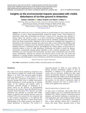 Insights on the Environmental Impacts Associated with Visible Disturbance of Ice-Free Ground in Antarctica SHAUN T