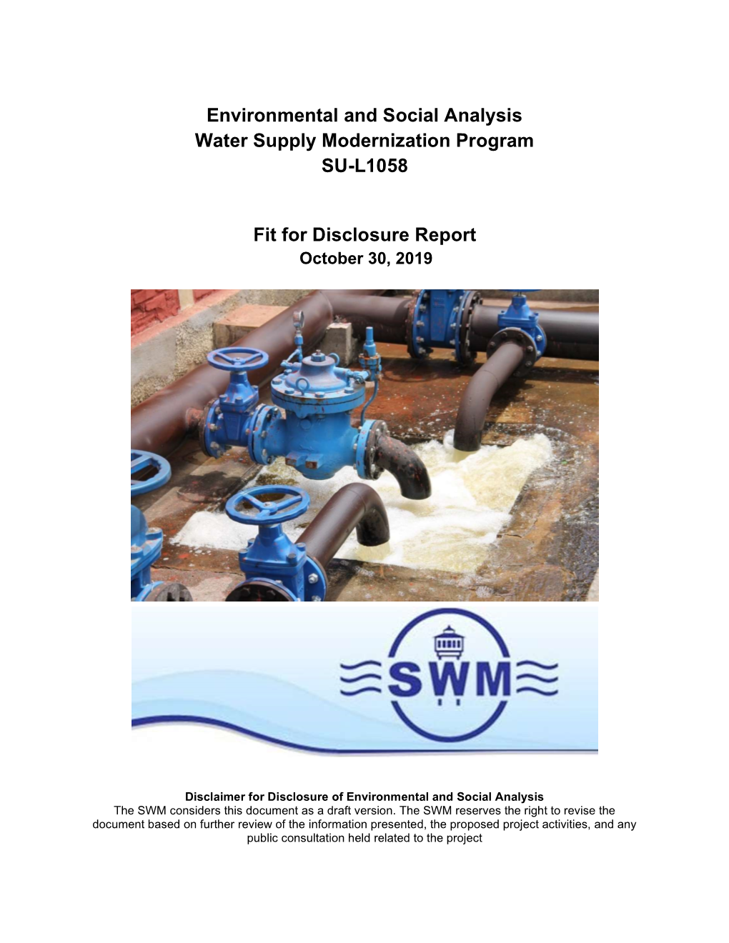 Environmental and Social Analysis Water Supply Modernization Program SU-L1058