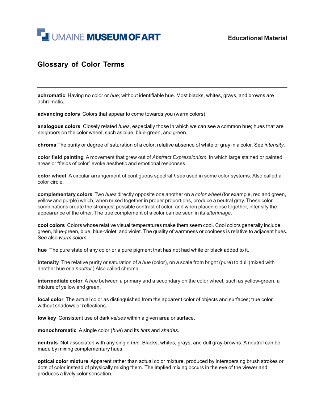 Color Terms (PDF)