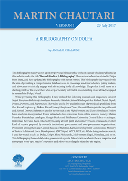 A Bibliography on Dolpa