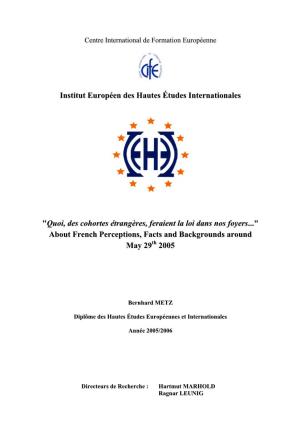Institut Européen Des Hautes Études Internationales "Quoi, Des Cohortes