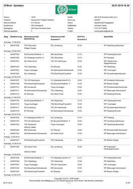 Spielplan 29.07.2019 16:38