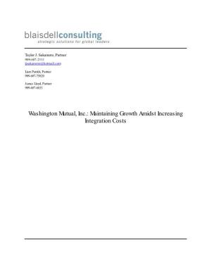 Washington Mutual, Inc.: Maintaining Growth Amidst Increasing Integration Costs