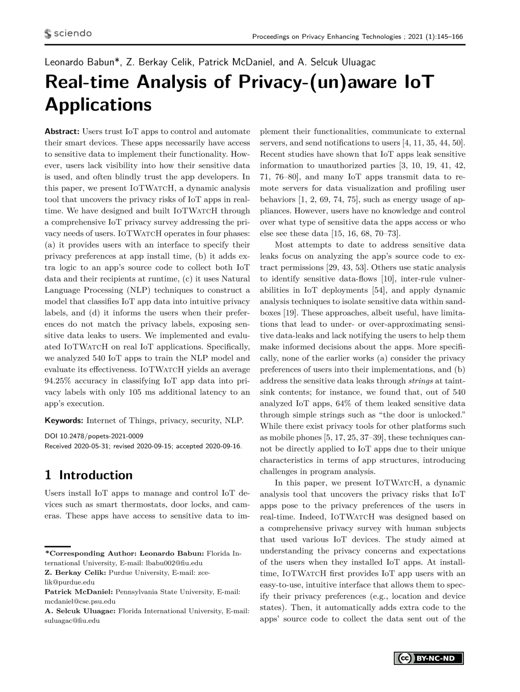 Real-Time Analysis of Privacy (Un)Aware Iot Applications