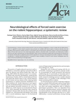 Neurobiological Effects of Forced Swim Exercise on the Rodent Hippocampus
