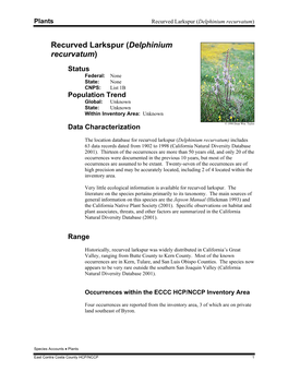 Recurved Larkspur(Delphinium Recurvatum) Species Profile
