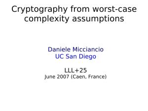 Cryptography from Worst-Case Complexity Assumptions