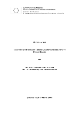 The Human Health Risk Caused by the Use of Fluoroquinolones in Animals