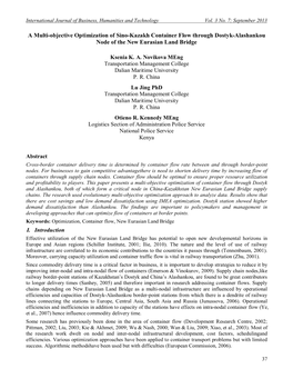 A Multi-Objective Optimization of Sino-Kazakh Container Flow Through Dostyk-Alashankou Node of the New Eurasian Land Bridge