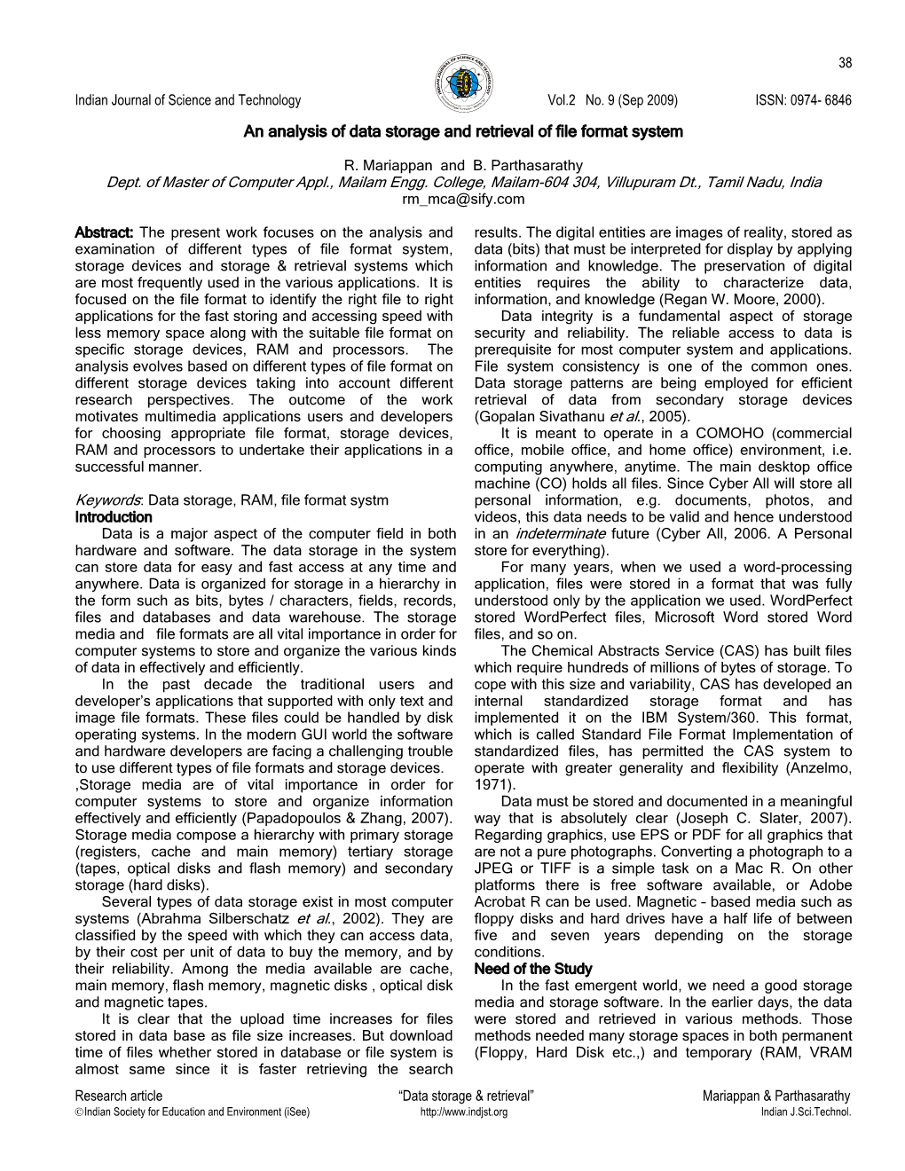 An Analysis of Data Storage and Retrieval of File Format System