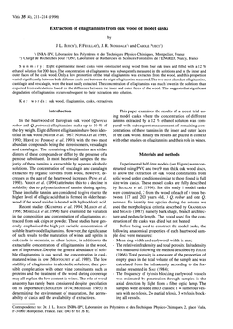 Extraction of Ellagitannins from Oak Wood of Model Casks