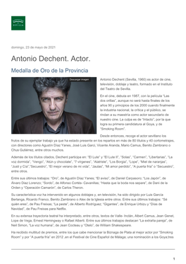 Antonio Dechent. Actor. Medalla De Oro De La Provincia
