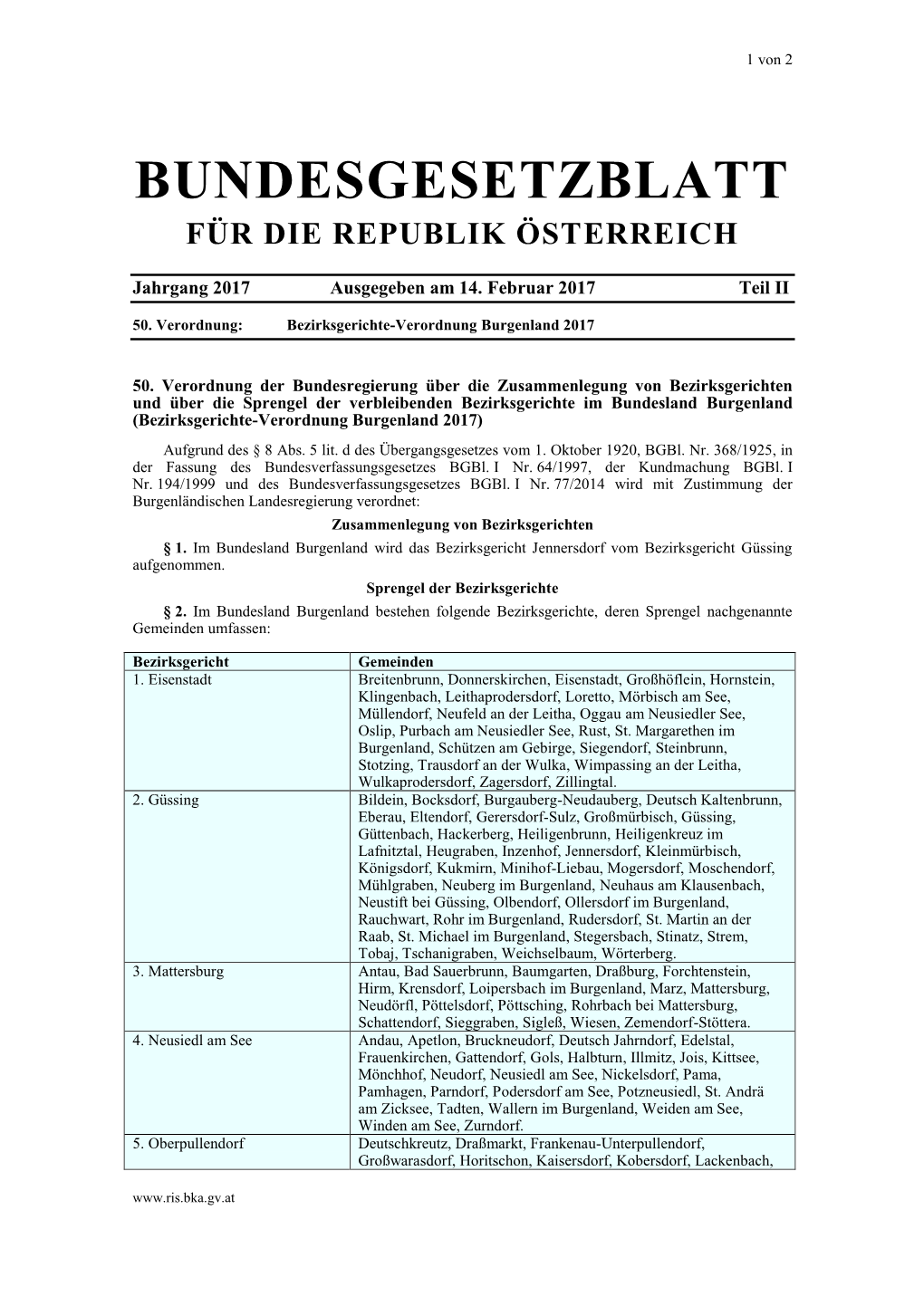 Bundesgesetzblatt Für Die Republik Österreich