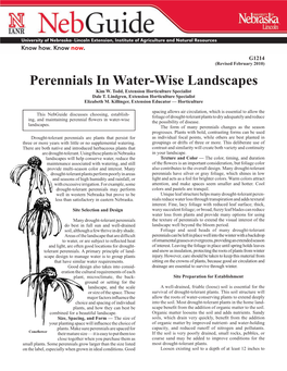 Perennials in Water-Wise Landscapes Kim W