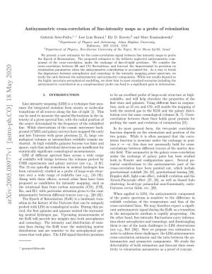 Arxiv:2005.08977V1 [Astro-Ph.CO] 18 May 2020 Sition in the History of the Universe That Can Be Uniquely Probed with LIM on Cosmological Scales