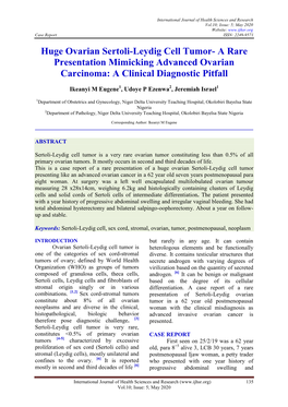 Huge Ovarian Sertoli-Leydig Cell Tumor- a Rare Presentation Mimicking Advanced Ovarian Carcinoma: a Clinical Diagnostic Pitfall