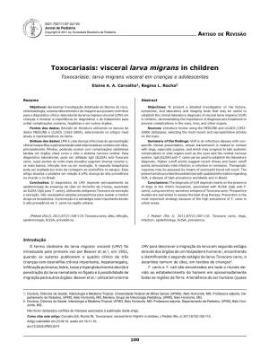 Toxocariasis: Visceral Larva Migrans in Children Toxocaríase: Larva Migrans Visceral Em Crianças E Adolescentes